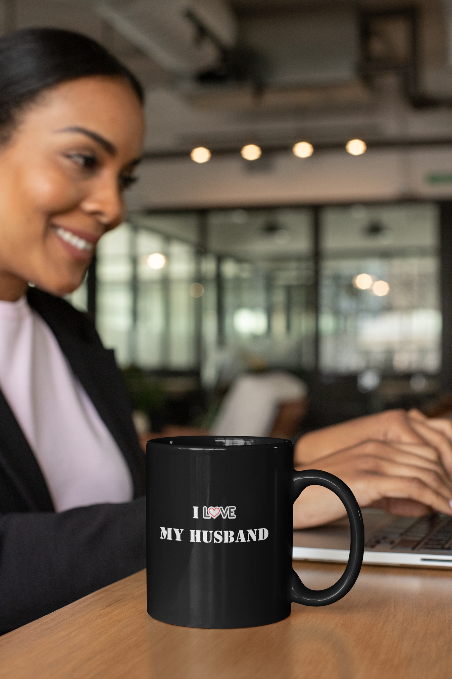 I Love My Husband Black Mug, (11oz)