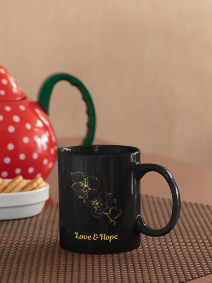 Love & Hope (2) Black Mug, (11oz)