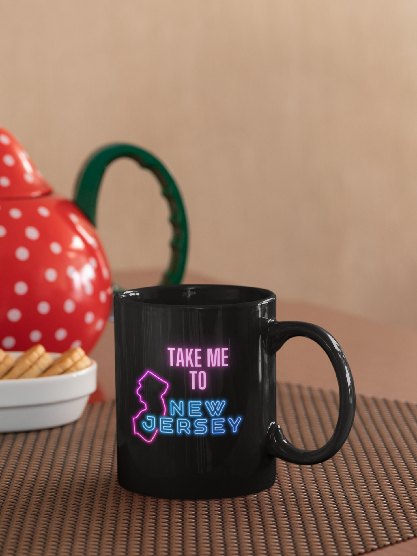 Take Me To New Jersey Black Mug, (11oz)