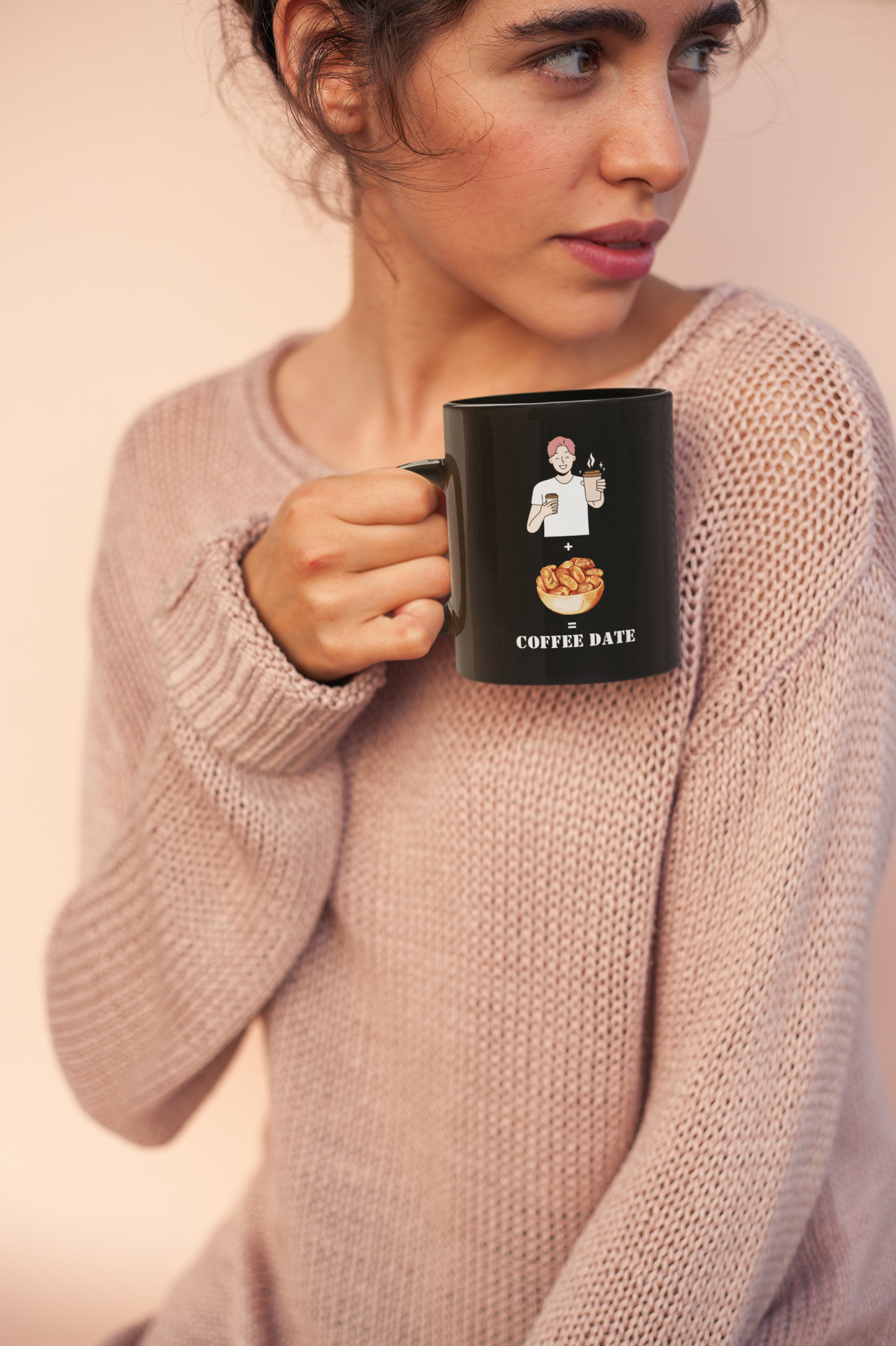 Funny Coffe Date Black Mug, (11oz)