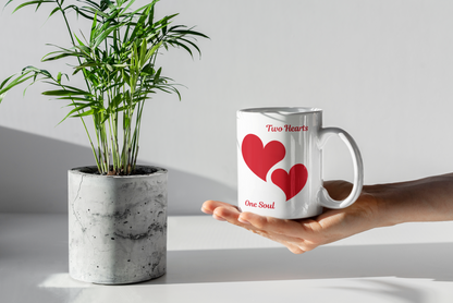 Two Hearts One Soul White Mug, (11oz)