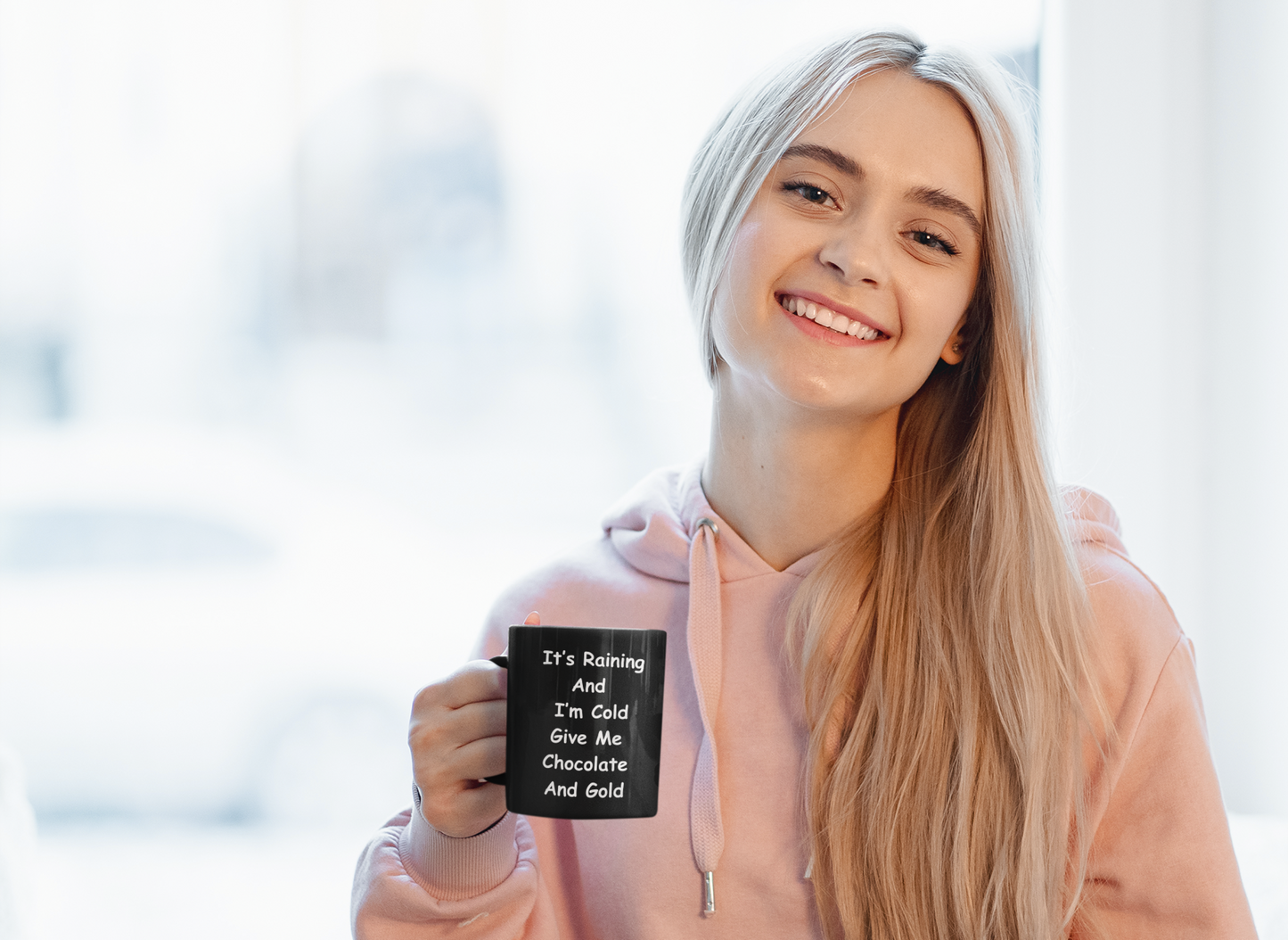 It's Raining And I'm Cold Black Mug, (11oz)