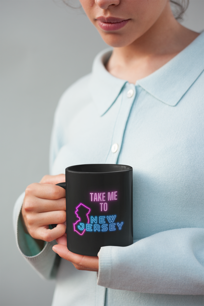 Take Me To New Jersey Black Mug, (11oz)