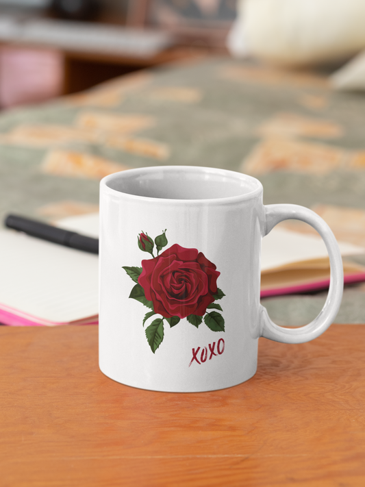 Rose XOXO White Mug, (11oz)