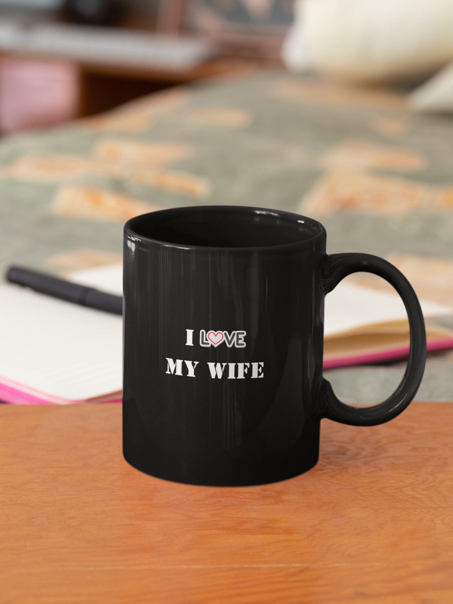 I Love My Wife Black Mug, (11oz)