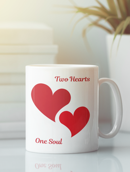 Two Hearts One Soul White Mug, (11oz)