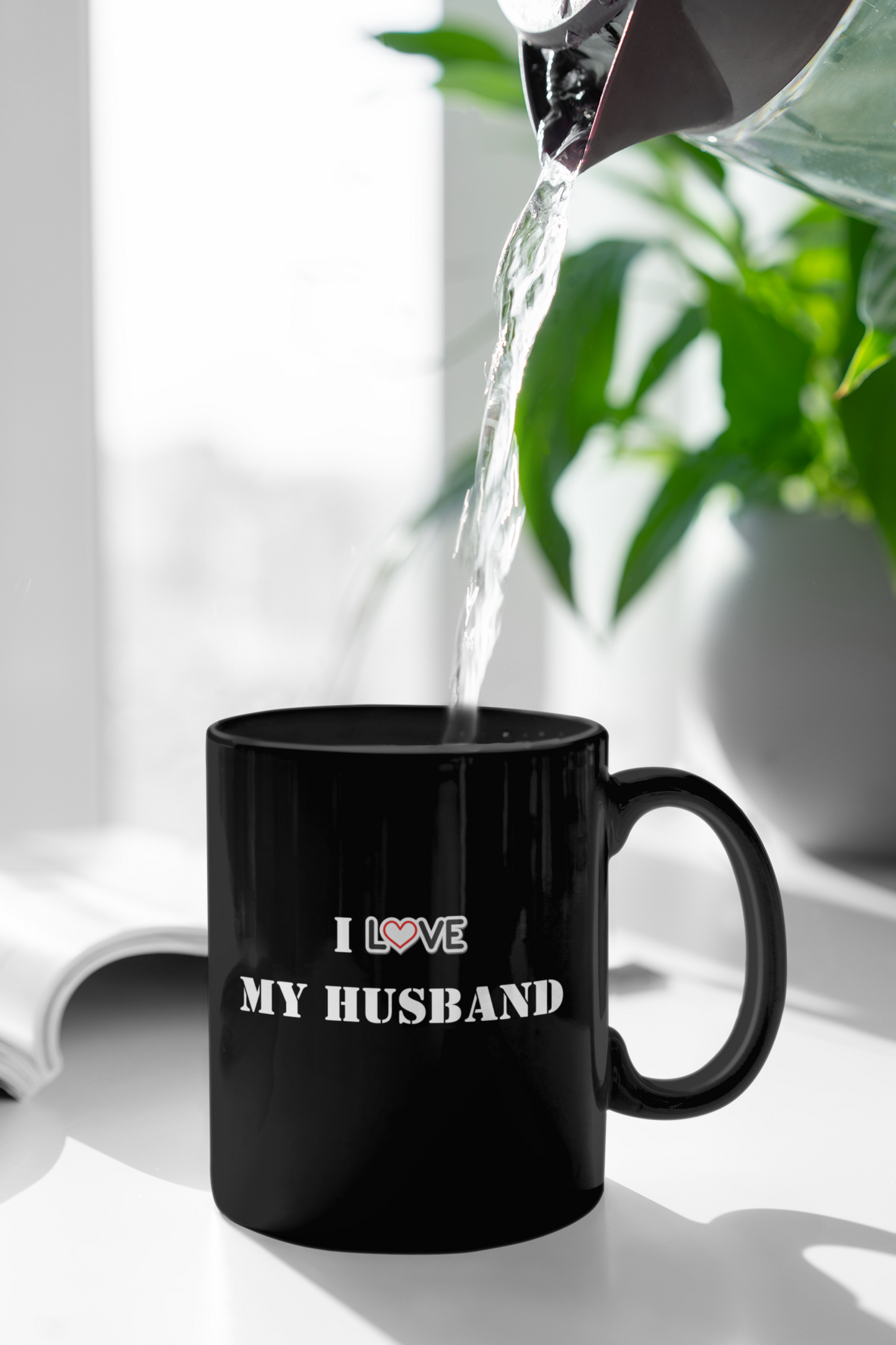 I Love My Husband Black Mug, (11oz)