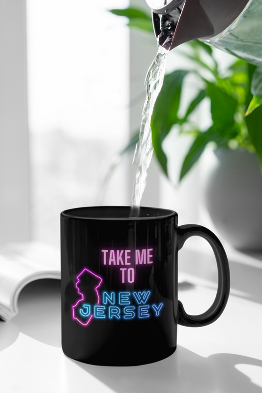 Take Me To New Jersey Black Mug, (11oz)