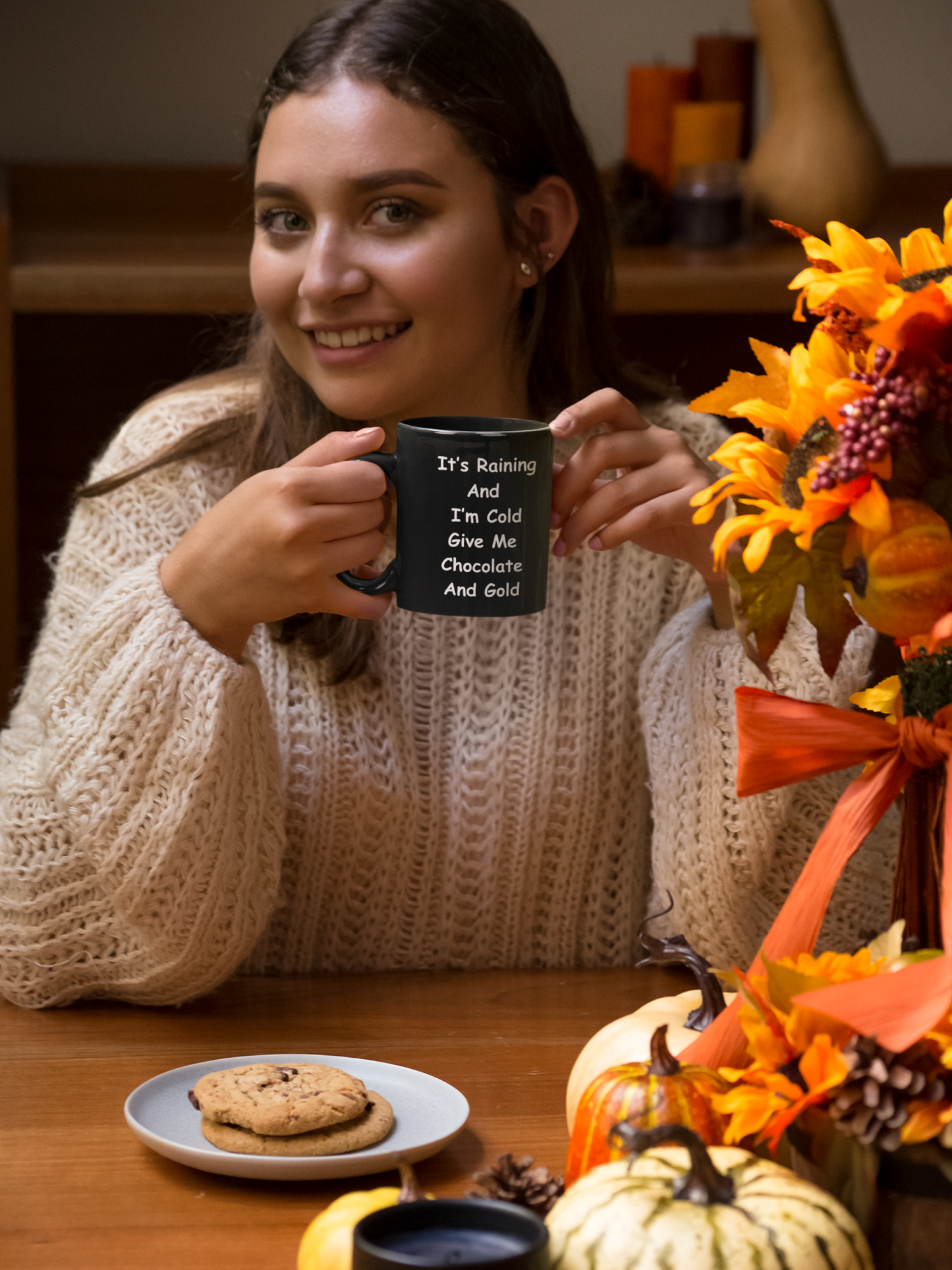 It's Raining And I'm Cold Black Mug, (11oz)