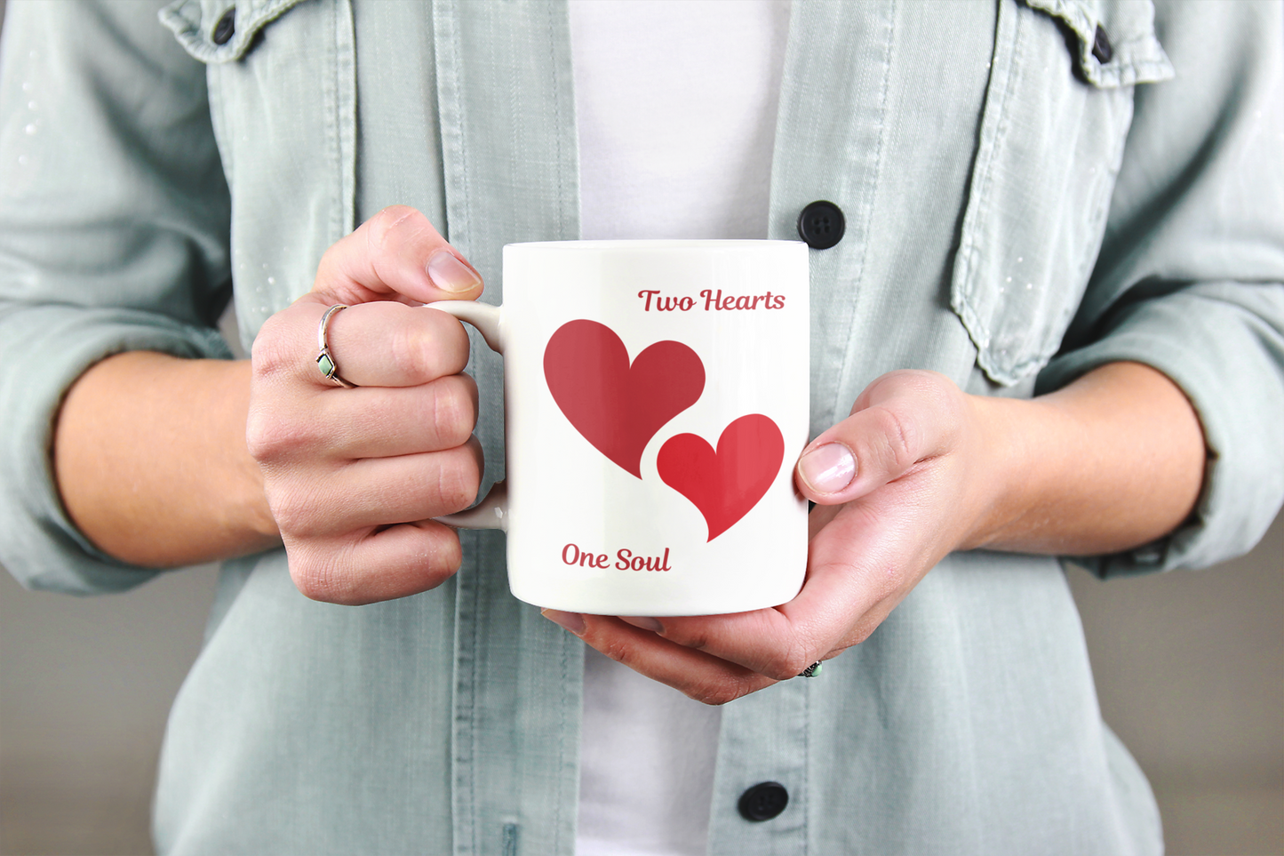 Two Hearts One Soul White Mug, (11oz)