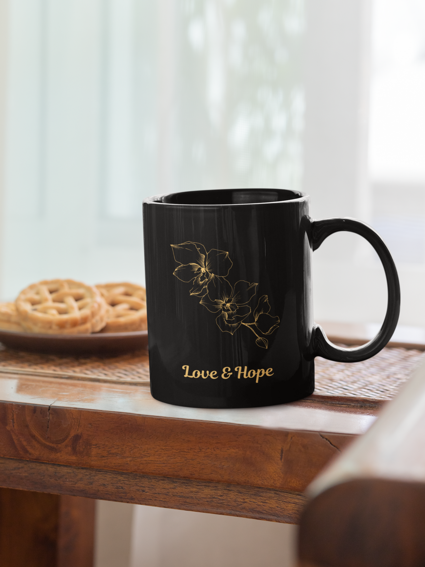 Love & Hope (2) Black Mug, (11oz)