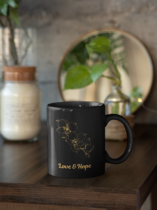 Love & Hope (2) Black Mug, (11oz)