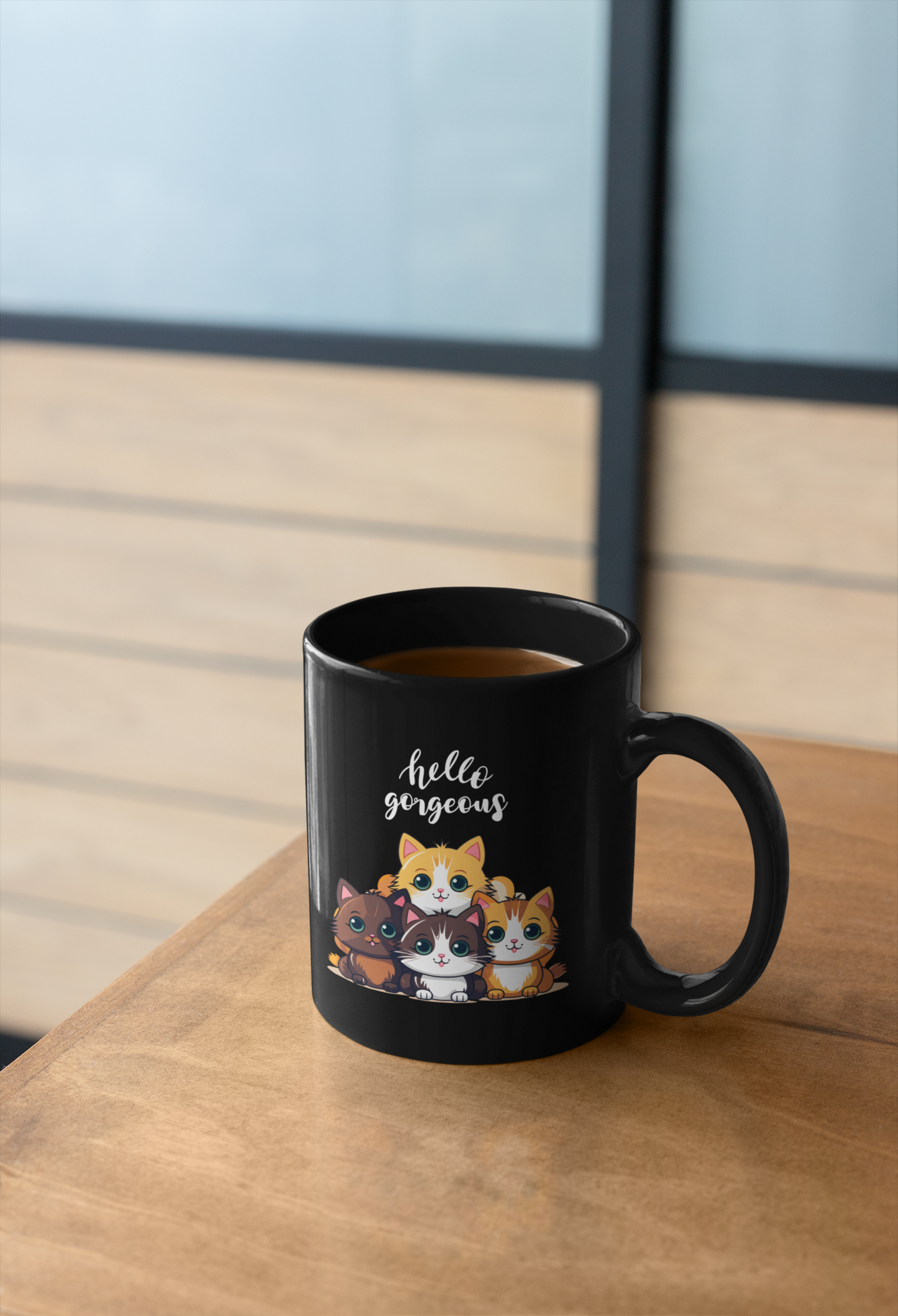 Hello Gorgeous Black Mug, (11oz)