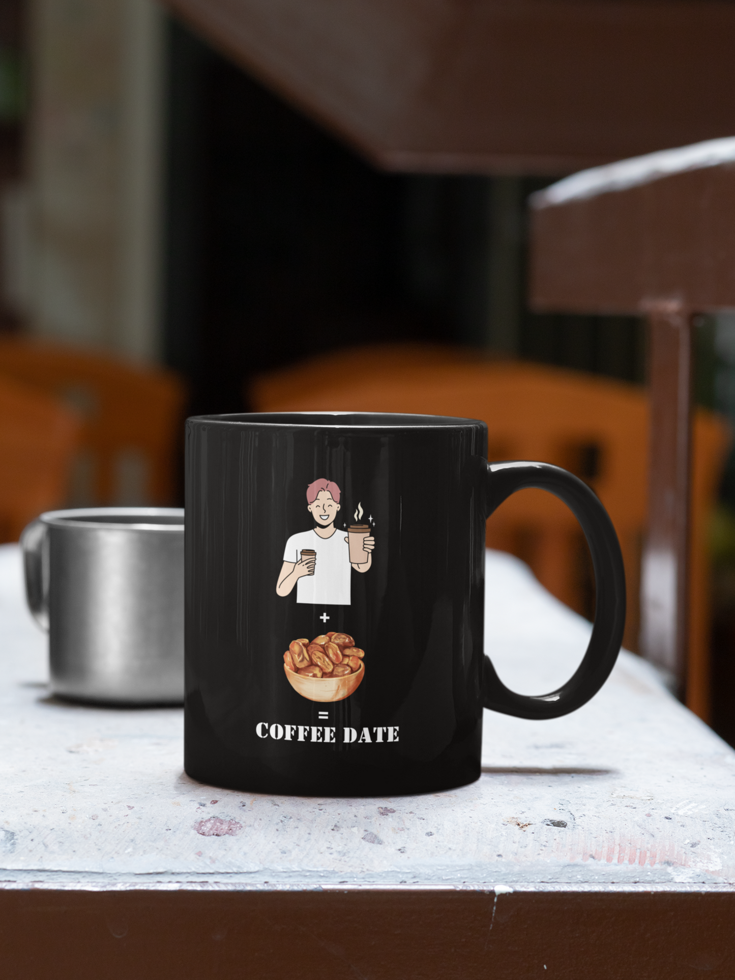 Funny Coffe Date Black Mug, (11oz)