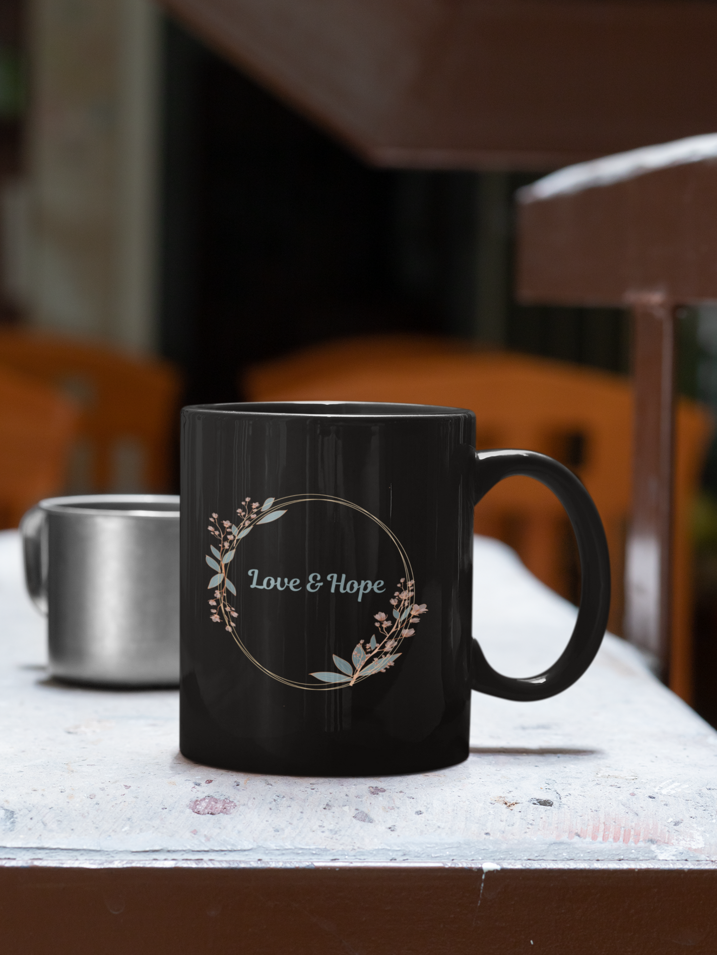 Love & Hope (1) Black Mug, (11oz)