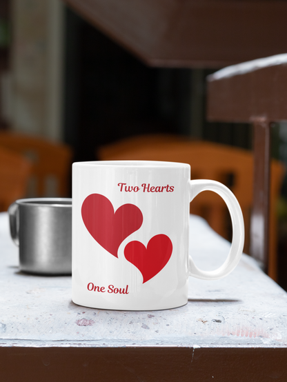 Two Hearts One Soul White Mug, (11oz)