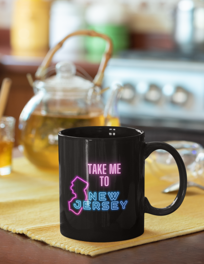 Take Me To New Jersey Black Mug, (11oz)