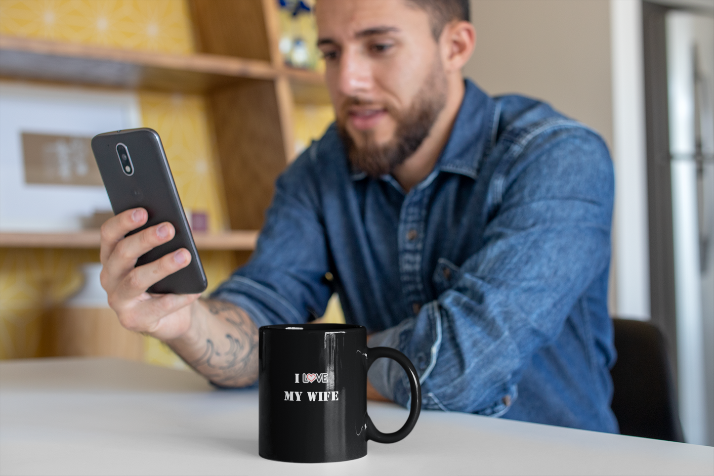 I Love My Wife Black Mug, (11oz)