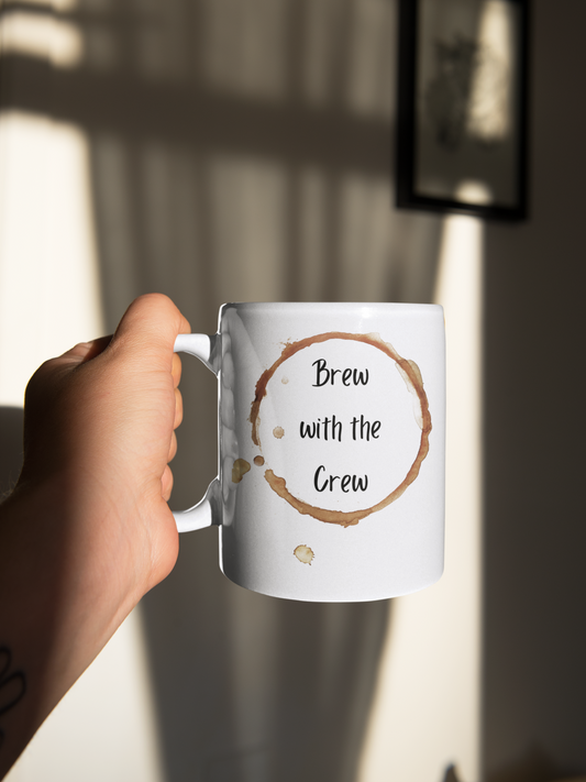 Brew With The Crew White Mug, (11oz)