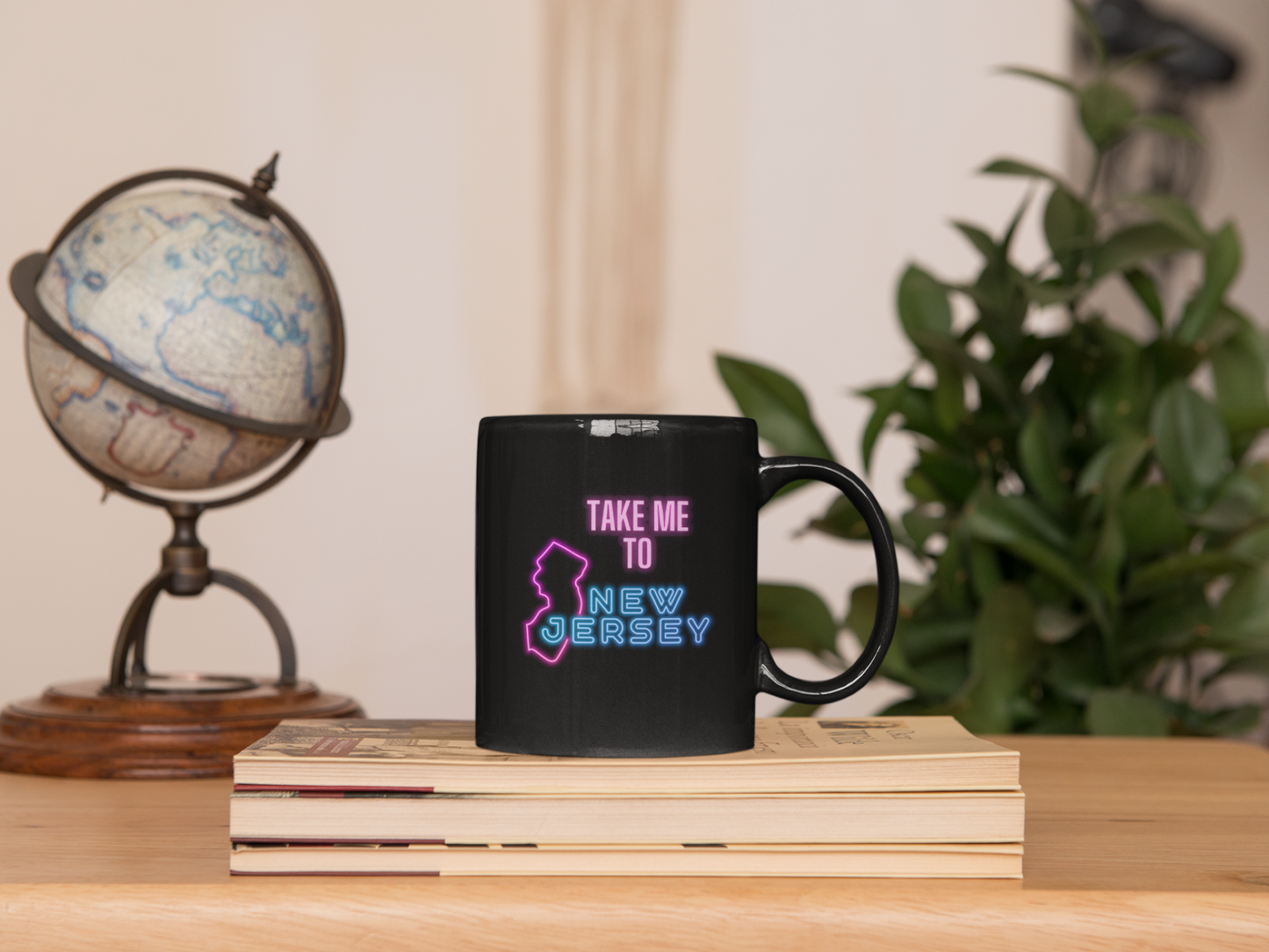 Take Me To New Jersey Black Mug, (11oz)