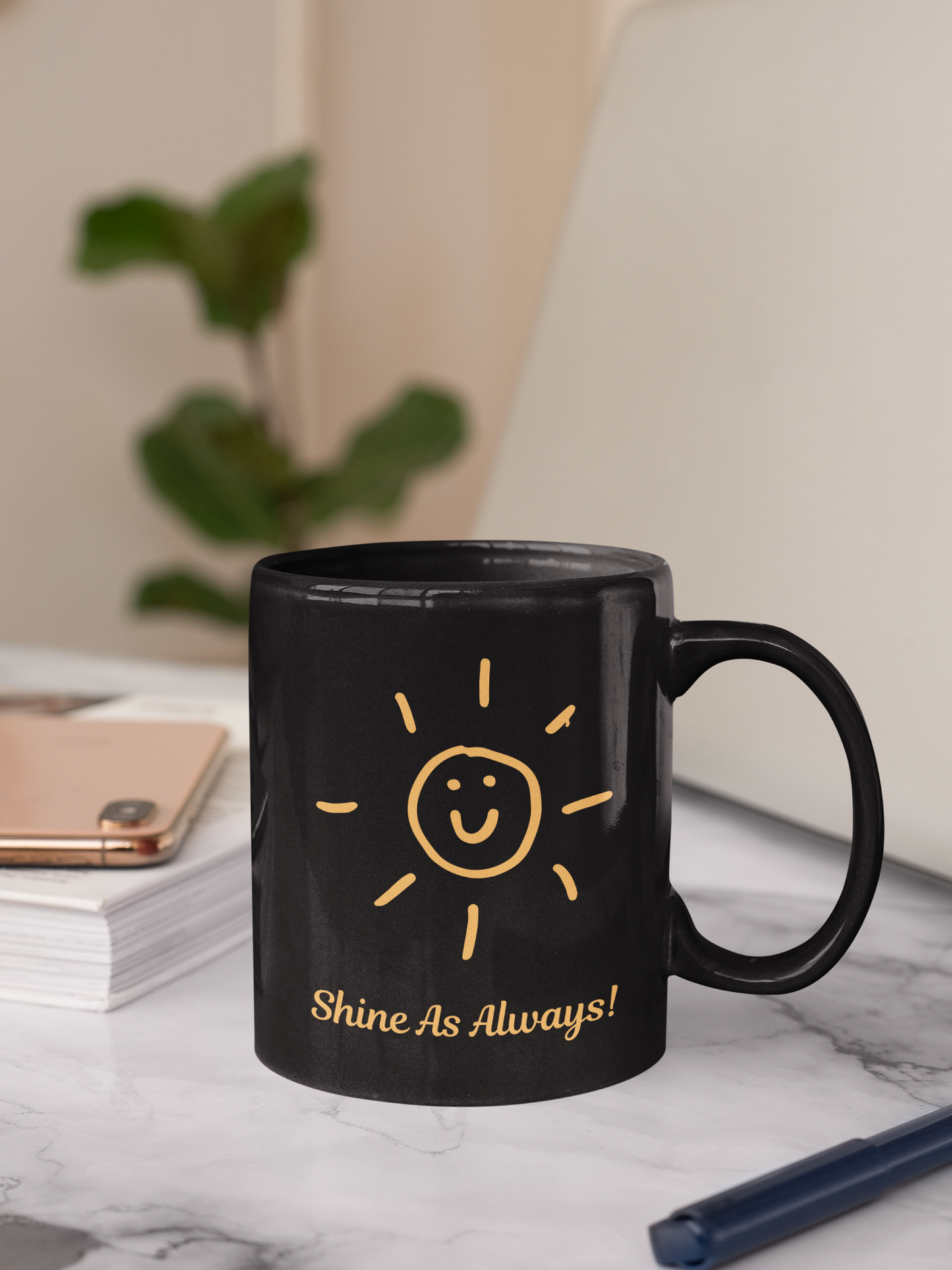 Shine As Always Black Mug, (11oz)