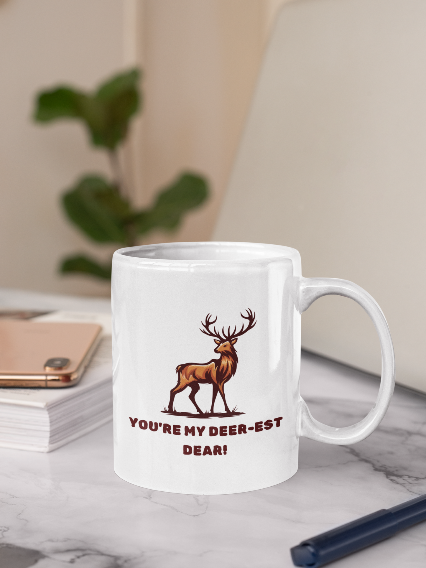 Funny You're My Deer-est Dear White Mug, (11oz)