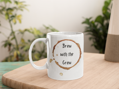 Brew With The Crew White Mug, (11oz)