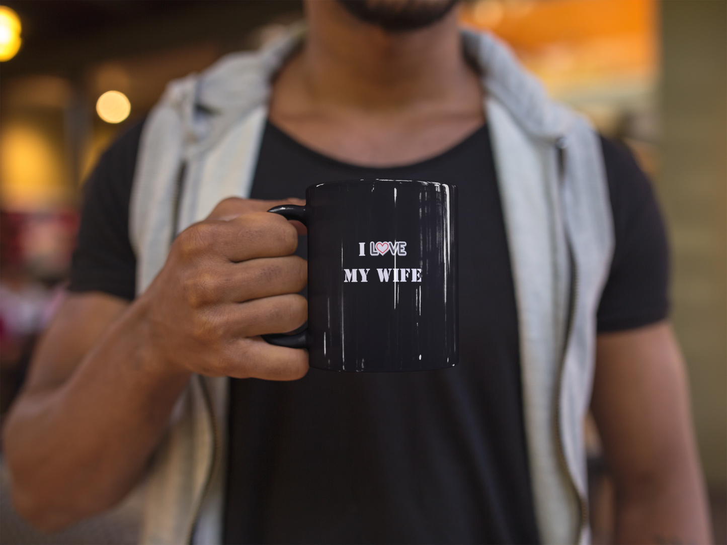 I Love My Wife Black Mug, (11oz)